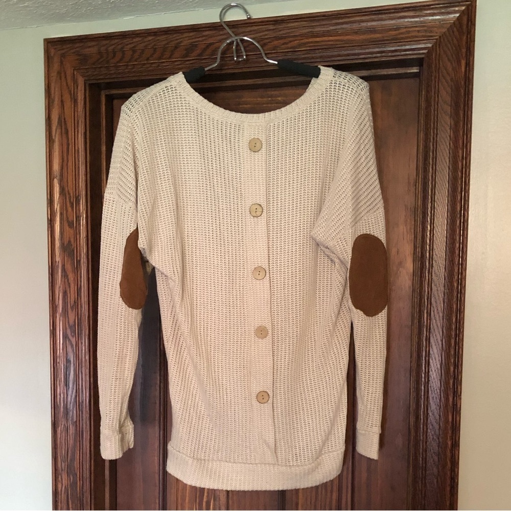Cream Sweater Button Back